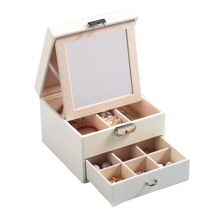 Korean-Style Double-Layer Casket Jewel Box,Portable Storage Solution