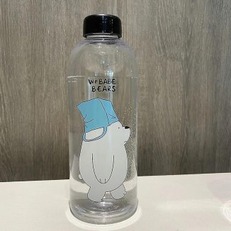 1000ml Water Bottles with Straw, Transparent Cartoon Water Bottle