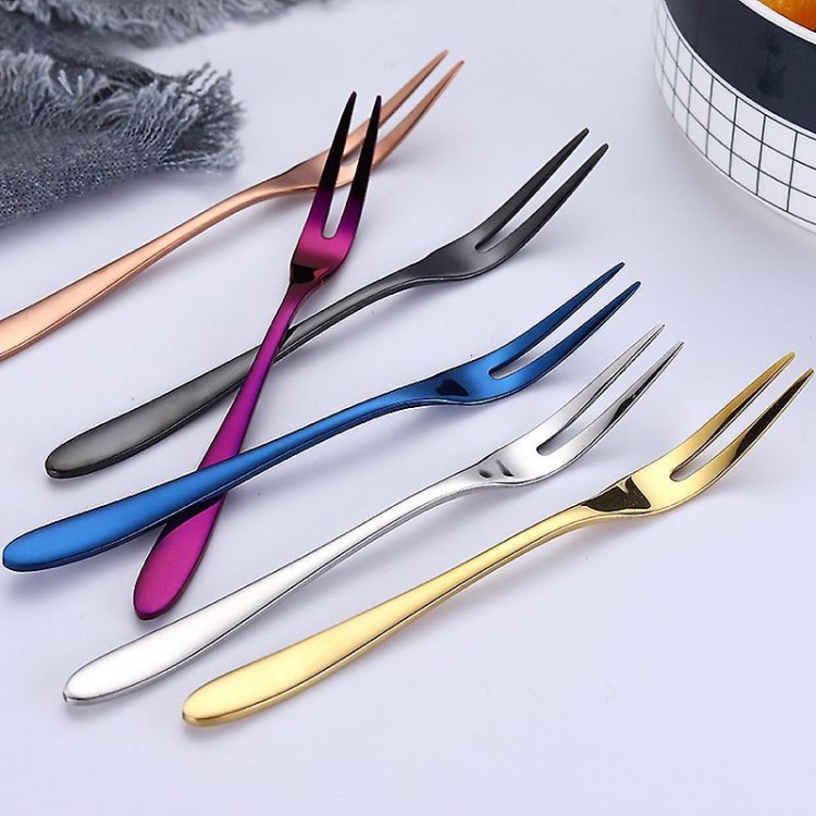 304 Stainless Steel Set of 6 Colorful Cake Forks – Mini Forks for Stylish and Fun Enjoyment of Your Favorite Treats