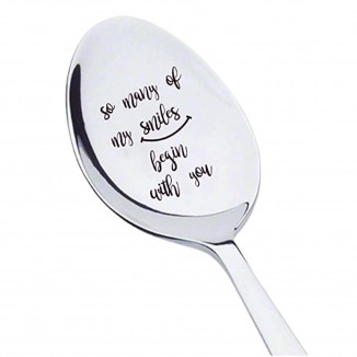 Coffee Spoon Engraved With Letters Long Handle Mirror Surface Rust-proof Easy Cleaning Utensils Food Grade Stainless Steel Meal Spoon t4