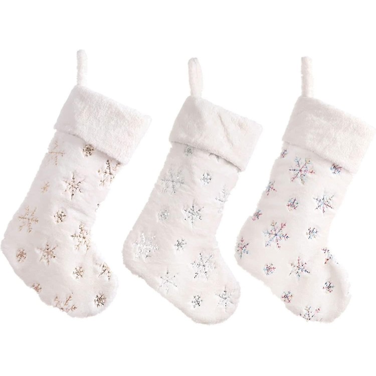 White Christmas Stockings 3 Christmas Hanging Stockings