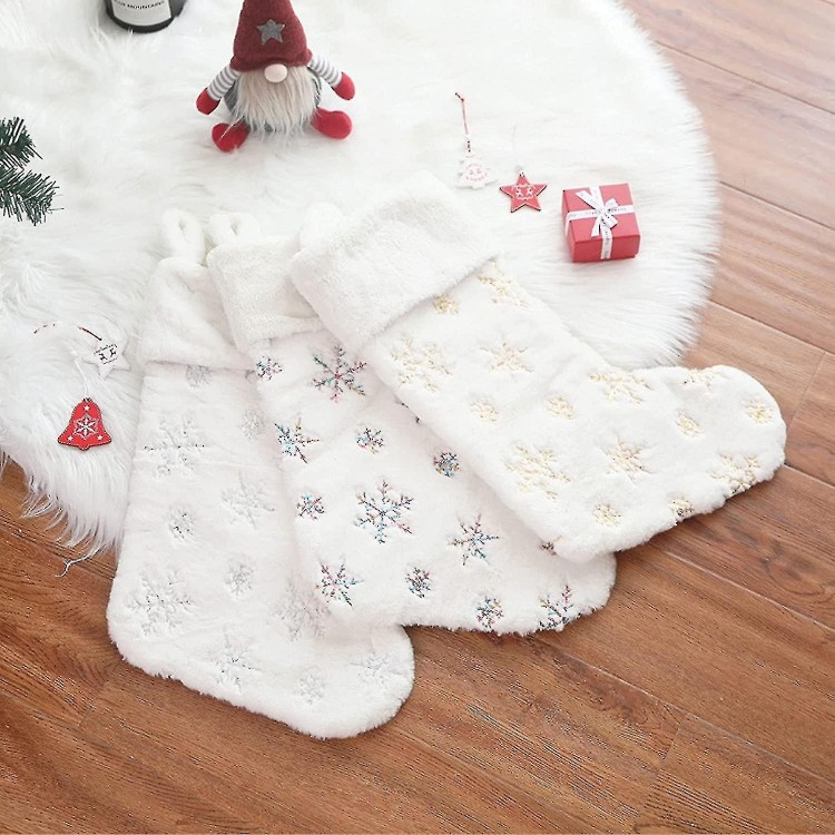 White Christmas Stockings 3 Christmas Hanging Stockings
