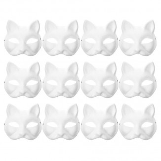 12pcs Blank Mask Cat Masks Costume Cosplay Mask