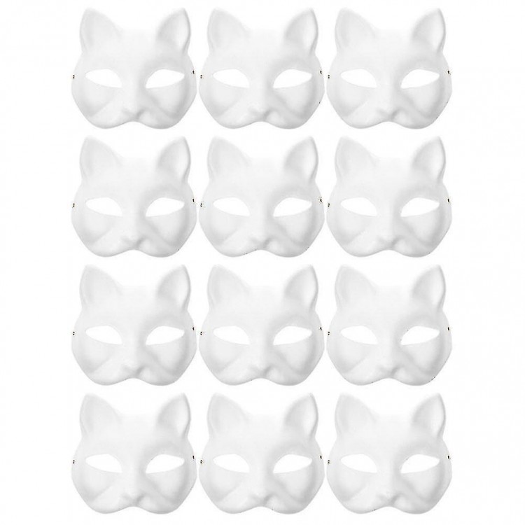 12pcs Blank Mask Cat Masks Costume Cosplay Mask