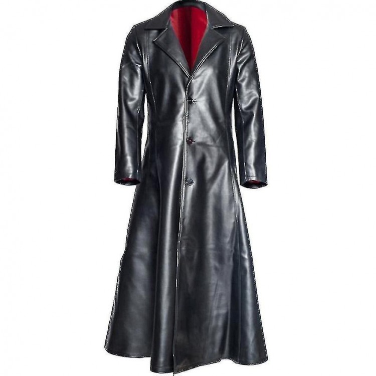Men's Fashion Gothic Long Coat Leather Coat Faux Leather Jacket