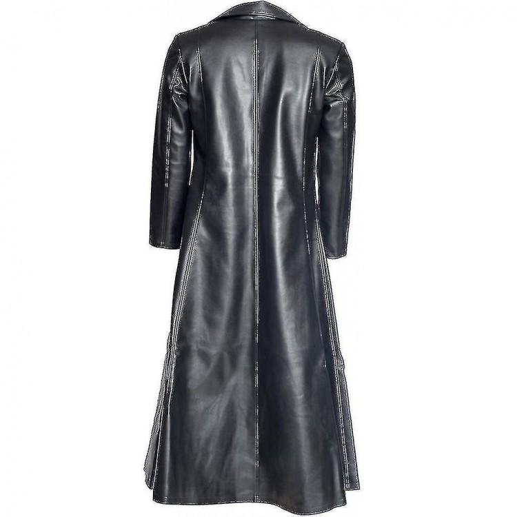 Men's Fashion Gothic Long Coat Leather Coat Faux Leather Jacket