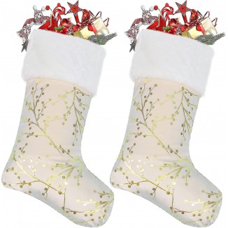 Christmas Stocking Set Of 2 Large 22 Inch Xmas Sock Sack Candy Pouch