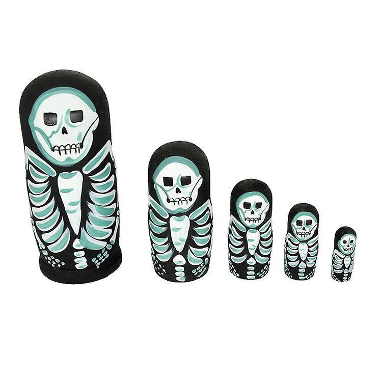 Russian Matryoshka Doll - High 5-Layer Painted Doll featuring a Skull