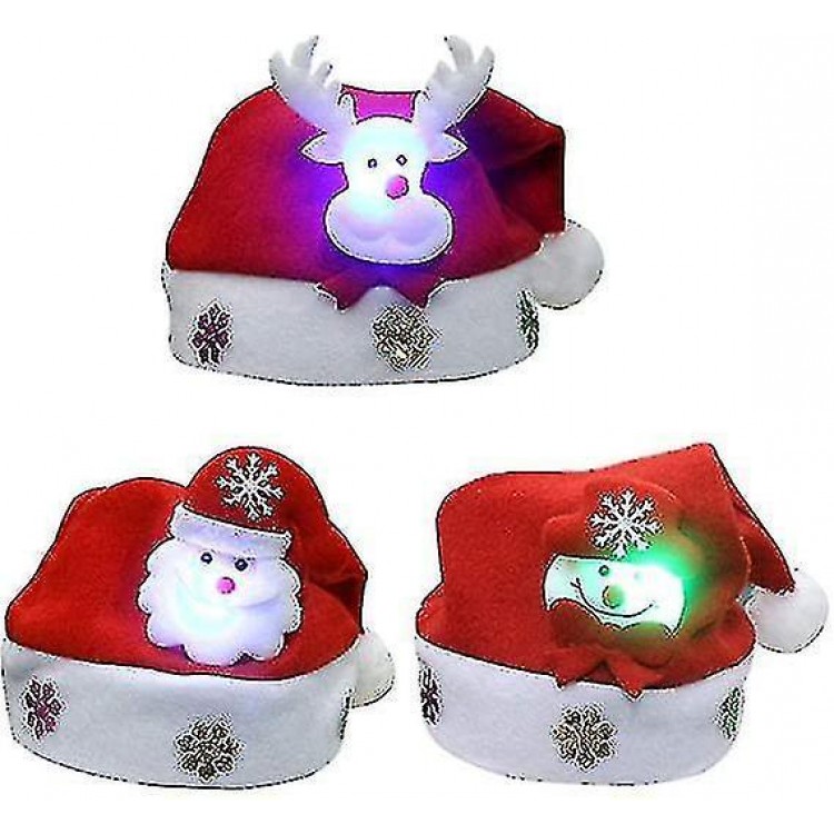 Pack Of 3 Christmas Hats Funny Santa Claus Snowman Reindeer Christmas Party Hat Headband Soft