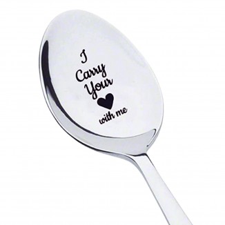 Coffee Spoon Engraved With Letters Long Handle Mirror Surface Rust-proof Easy Cleaning Utensils Food Grade Stainless Steel Meal Spoon -t8