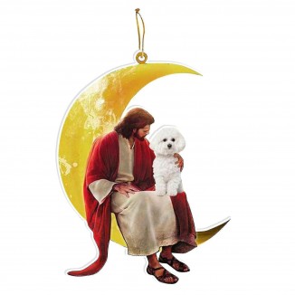 Christmas Animals Sitting OnThe Moon Pendant, Living Room Decorati