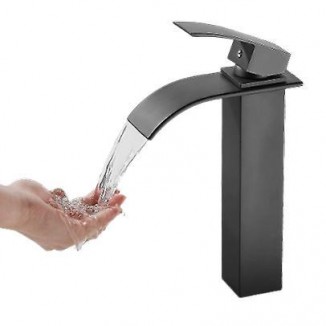 Elevate Your Space:Tall Waterfall Basin Mixer Faucet-Matte Black Finish