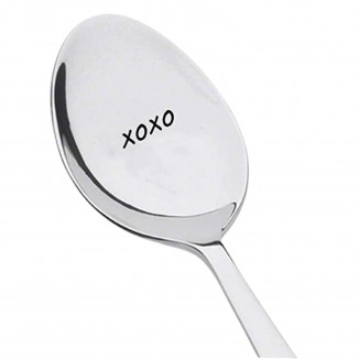 Coffee Spoon Engraved With Letters Long Handle Mirror Surface