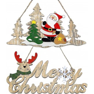 Wooden Christmas Plaque Sign Christmas Door Wall Hanging Sign