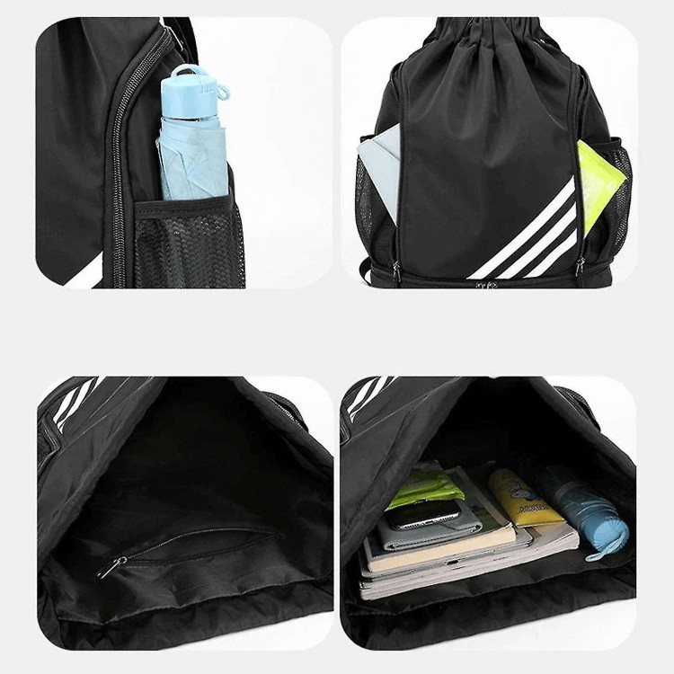 2023 Drawstring Backpack with Internal Compartment and Dual Water Bottle Holders - Your Stylish Companion for Sports, Gym, and On-the-Go Adventures