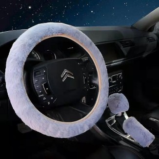 3 Pcs/set Universal Thickening Faux Fur Winter Warm Fluffy Furry Fuzzy Car Steering Wheel Covers+gear Shift Covers+handbrake Covers
