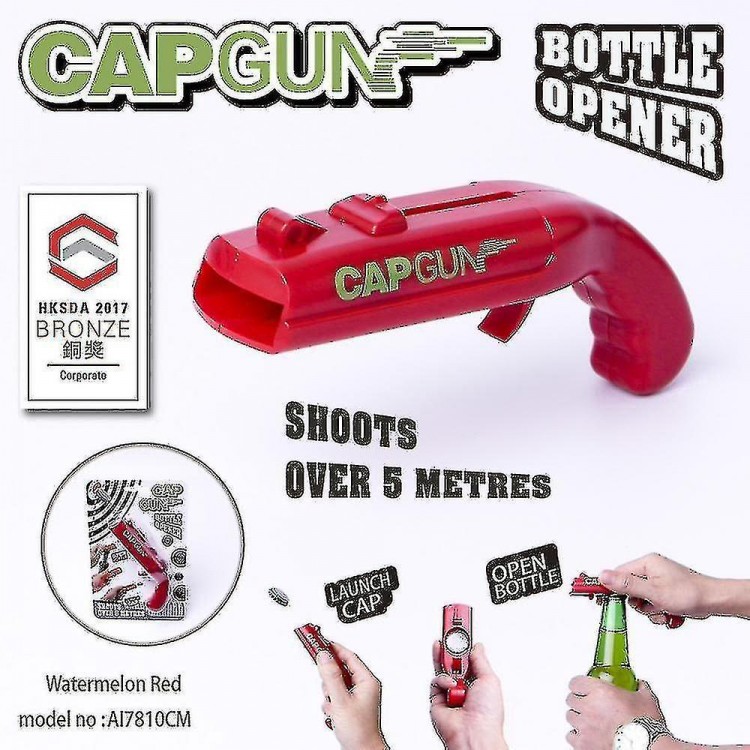 Novelty Wine Bottle Opener - Gun Shaped Lids Corkscrew, Shooter Beer Cap Catapult Launcher for Bar Fun