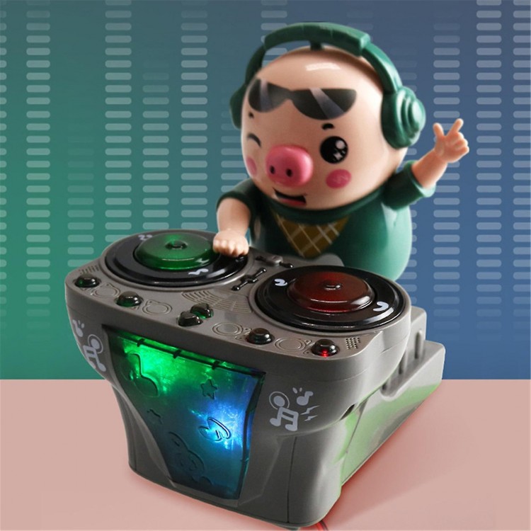 Get the Party Started DJ Electric Music Dancing Pig Toy with Colorful Lights Swinging Back and Forth