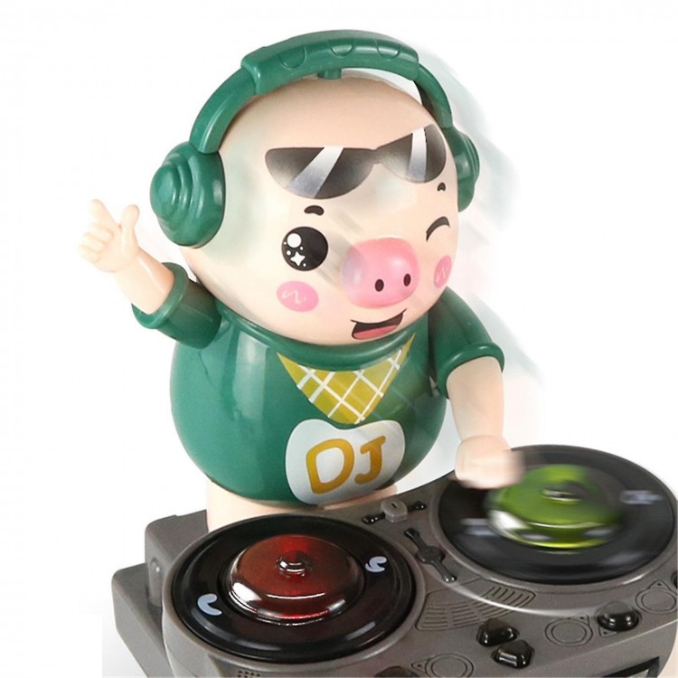 Get the Party Started DJ Electric Music Dancing Pig Toy with Colorful Lights Swinging Back and Forth