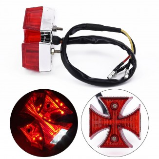 Exquisite Motorcycle Choppers Dirt Bike Maltese Cross Led Rear License Plate Tail Light Red Motorbike Signal Light