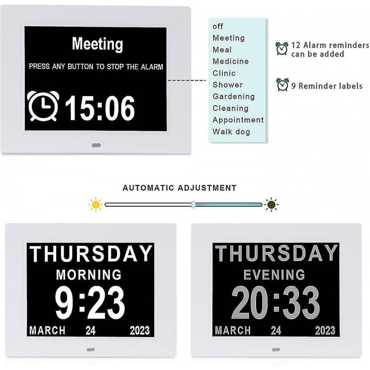 Large Digital Calendar Clock for Seniors - Dementia and Alzheimer's Clock with Day and Date Display