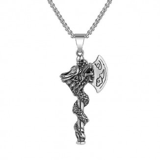 Fashion Dragon Axe Necklace - Stainless Steel Viking Axe Pendant