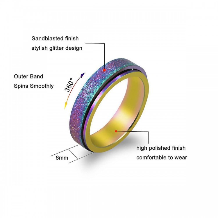 Stainless Steel Fidget Rings For Anxiety - Anxiety Relief Spinner Ring