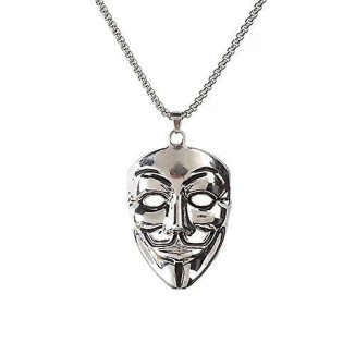 V Mask Pendant Necklace For Men And Women - Stainless Steel V For