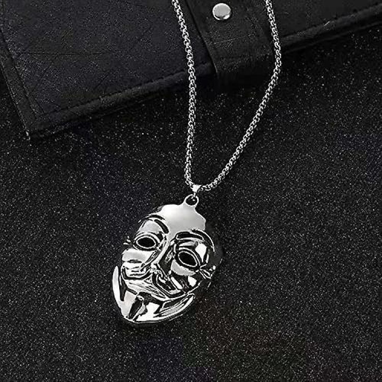 V Mask Pendant Necklace For Men And Women - Stainless Steel V For