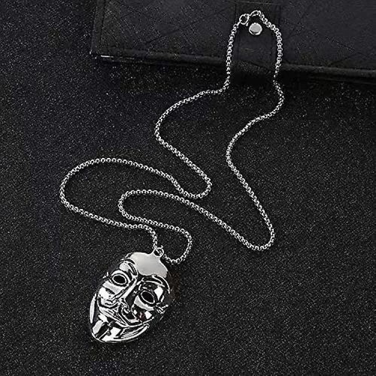 V Mask Pendant Necklace For Men And Women - Stainless Steel V For