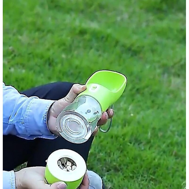 Dog Walking Water Bottle With Food Container For Drinking And Eating