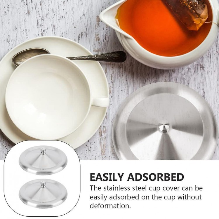 2-Piece Stainless Steel Cup Lid Set - Replacement Lids for Mugs, Tumblers, and Glasses - Durable Metal Covers for Tea, Coffee, and Drinking Cups