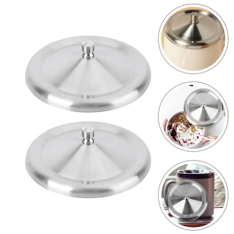 2-Piece Stainless Steel Cup Lid Set - Replacement Lids for Mugs, Tumblers, and Glasses - Durable Metal Covers for Tea, Coffee, and Drinking Cups