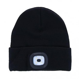 LED Headlight Winter Beanie Hat - Adult Knitted Cap for Warmth and Illumination.  Stay Cozy and Stylish in the Cold (Not Include Batteries)
