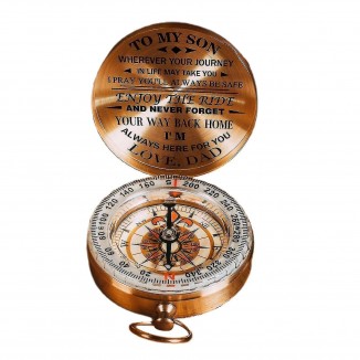 Compass Copper Compass Christmas Gift for Son, Vintage Style Compass for Life's Journey and Adventure