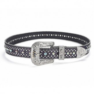 Rhinestone Belt For Women -Western Cowgirl Style With Studded Leather