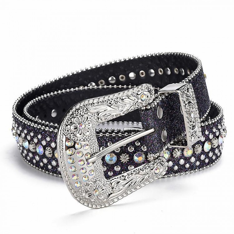 Rhinestone Belt For Women -Western Cowgirl Style With Studded Leather