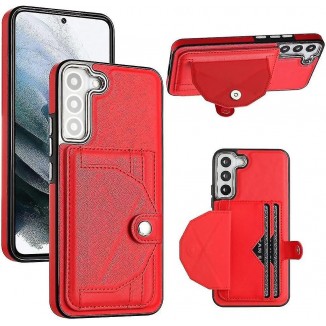 Red Vintage Pu Leather Flip Tpu Bumper Drop Protective Wallet Case