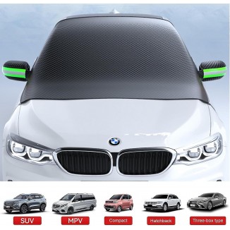 Foldable Magnetic Windshield Cover for Ice and Snow - Sun Protection, Windproof, and Waterproof Car Windshield Cover