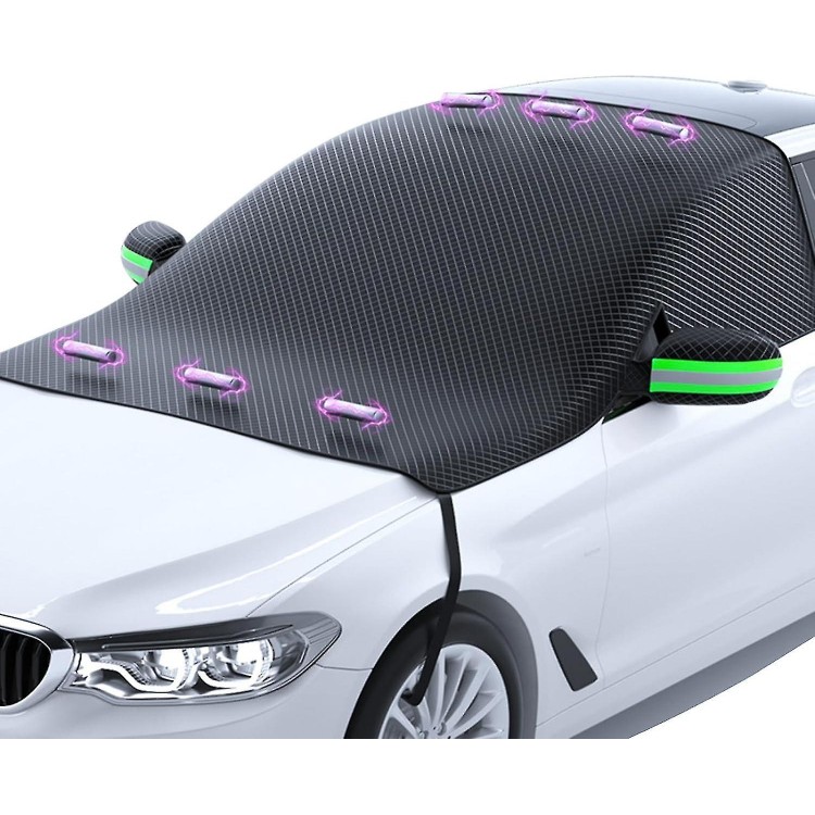 Foldable Magnetic Windshield Cover for Ice and Snow - Sun Protection, Windproof, and Waterproof Car Windshield Cover