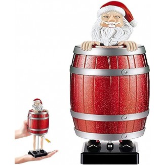 Funny Portable Cigarette Dispenser Pop Up Creative Spoof Cigarette Box Santa Claus in The Wooden Barrel Cigarette Box Figurines Statue Cigarette Case