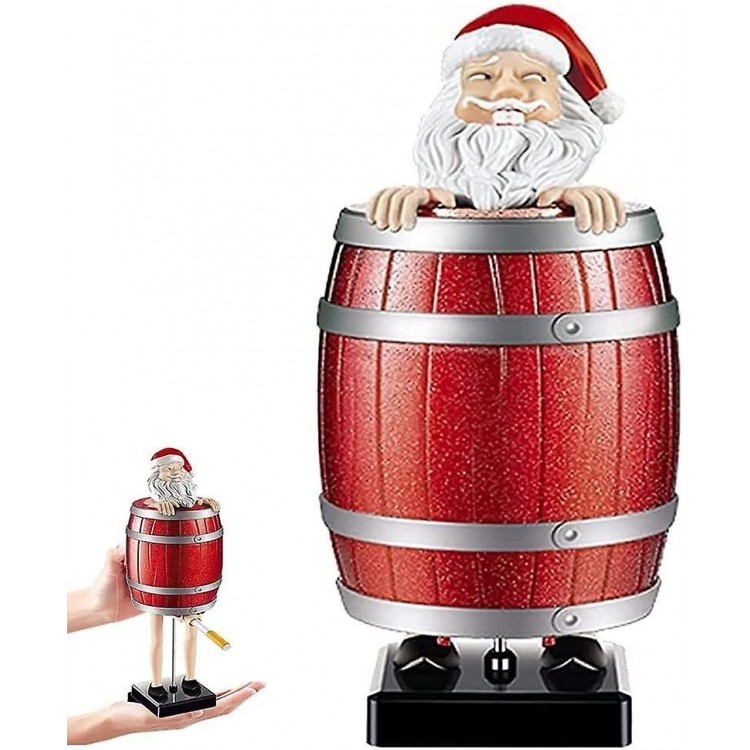 Funny Portable Cigarette Dispenser Pop Up Creative Spoof Cigarette Box Santa Claus in The Wooden Barrel Cigarette Box Figurines Statue Cigarette Case