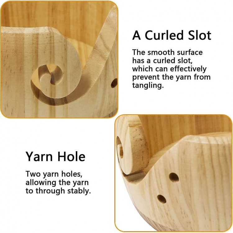 Wooden Yarn Bowl With Lid,Yarn Bowl Wool Holder, Handmade Yarn Storage