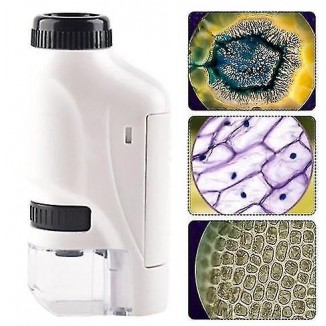 Pocket Microscope With 60X-120X Handheld Magnification Lens,LED Lighted