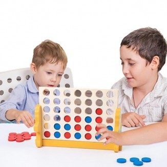 Portable Connect Four Board Game Wooden Toy for Kids, Family, and Adults - Outdoor and Indoor Fun