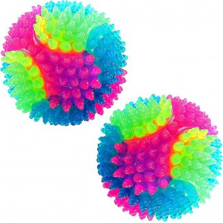 2 Pieces Light Up Spiky Dog Balls Glowing Pet Spiny Ball Led Flashing