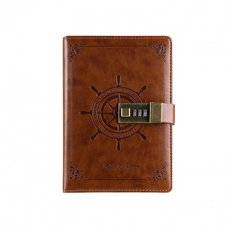 Diary With Lock - Leather Journal with Password Combination Lock - Secret Journal Writing Notebook