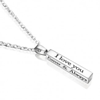 I Love You Forever & Always Necklace -Stainless Steel Pendant Necklace