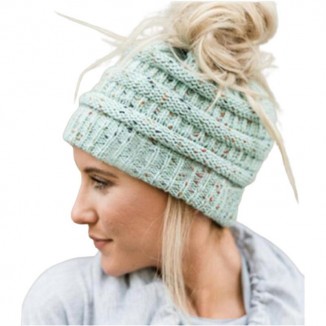 Winter Women's Ponytail Beanie Knitted Hat, Knit Beanie Hat