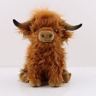 Cute Plush Cow Toy - 10 Inch Cartoon Highland Cow Stuffed Animal - Soft Cow Doll Perfect for Children, Boys, and Girls